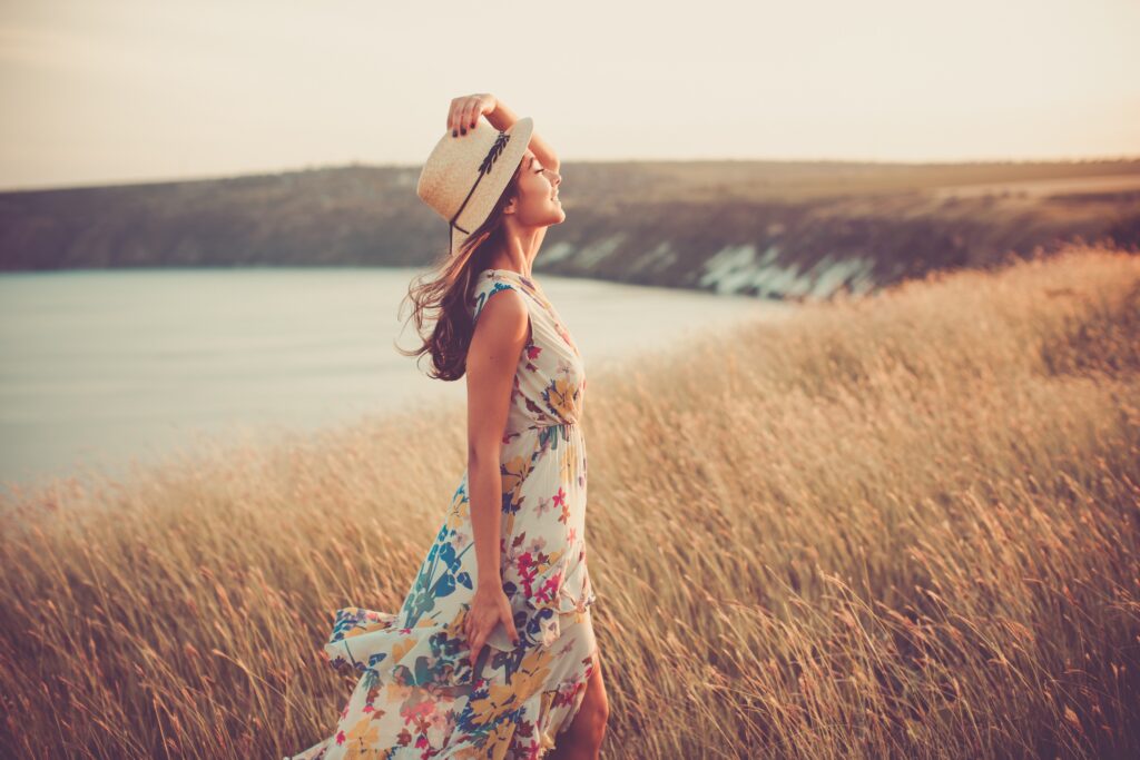 Woman in field. 